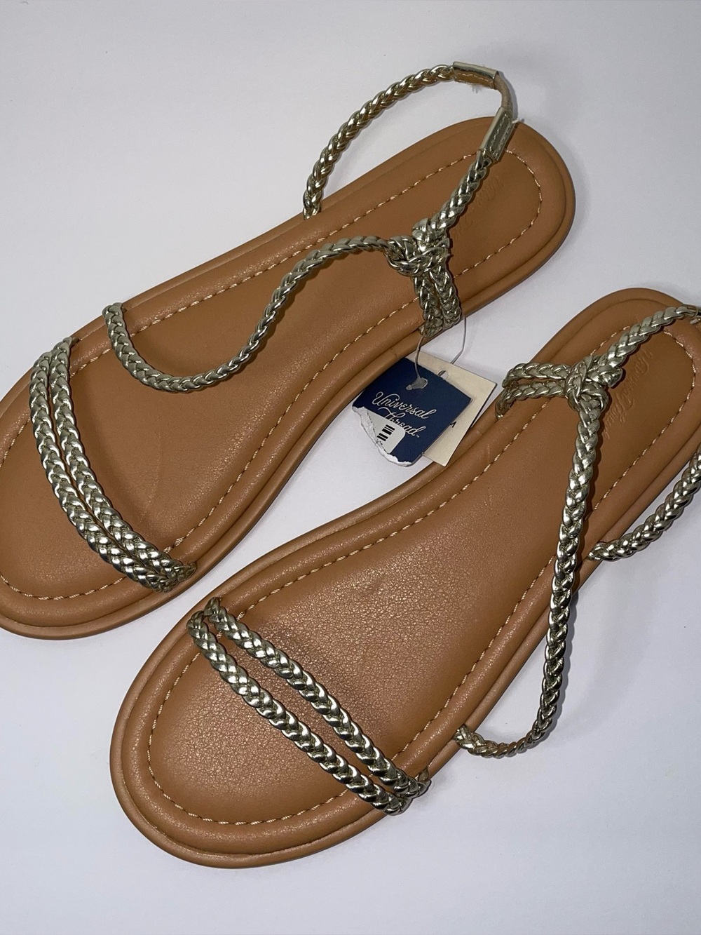Universal Thread Gold Braided Strap Sandals